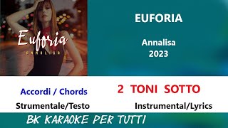 EUFORIA Annalisa Karaoke  2 Toni Sotto  AccordiChords  StrumentaleTesto [upl. by Sioux359]