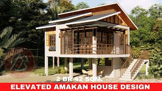 MODERN BAHAY KUBO ELEVATED AMAKAN 42 SQM FLOODPROOF HOUSE DESIGN 6x7m  ARKIPEACE [upl. by Annoval]