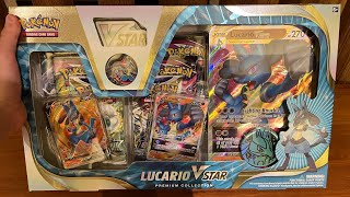 Unboxing a lucario vstar premium collection box [upl. by Dall798]