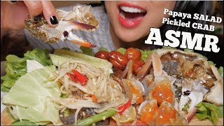 ASMR กินส้มตำ ปูดองน้ำปลา Thai Whispers  English Subs Papaya Salad EATING SOUNDS  SASASMR [upl. by Jenna539]