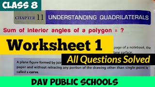 DAV class 8 maths chapter 11 worksheet 1 all questions solved [upl. by Player988]