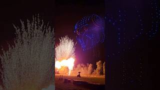 When 850 drones interact with fireworks dronelightshow fireworks [upl. by Eilloh]