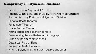 Competency 3  Polynomial Functions [upl. by Vareck]