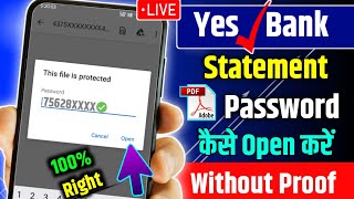 Yes Bank Statement Pdf Password Kya Hota Hai  How To Open Yes Bank Statement Pdf Password [upl. by Publias]