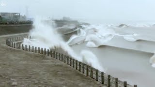 Spectacular amp Scary tidal bore surges up Qiantang River in China [upl. by Ernesta]