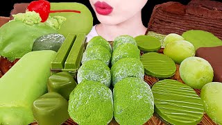 ASMR MUKBANG｜GREEN TEA CHOCOLATE ICE CREAM RICE CAKE FROZEN GRAPE CREPE CAKE SNACK 녹차 초콜릿 파티 먹방 [upl. by Attelliw297]