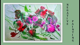 Acryl Acrylics Malerei Negative Painting Experimental Start Intuitive Easy Floral Frühling Spring [upl. by Acire]