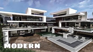 Bloxburg Mansion Modern House no LARGEPLOT  House Build [upl. by Alyce]