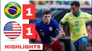 USA vs Brazil HIGHLIGHTS amp ALL GOALS 11 Rodrygo Goal Pulisic Goal vs Brazil [upl. by Sophie604]