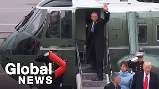 Barack and Michelle Obama wave goodbye to Washington [upl. by Noam]