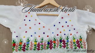 Multi embroidery design on kurti Officialamber embroidery is live [upl. by Archibaldo188]