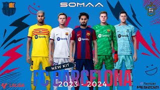 New Kits FC BARCELONA 2324🔥High quality  pes 2021 [upl. by Nosaes19]