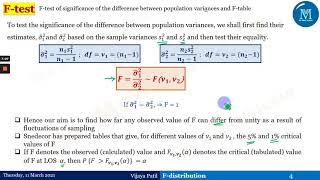 Fdistribution  Ftest of significance of the difference between population variances  Ftable [upl. by Mathews260]