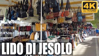 LIDO DI JESOLO  Street Market  4K Virtual Walking Tour  ASMR [upl. by Corder]