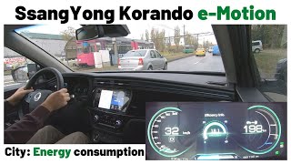 SsangYong Korando eMotion City Drive Energy Consumption [upl. by Doehne351]