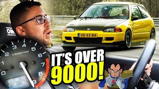 OVER 9000 RPM K20 Honda Civic EG SCREAMING  Nürburgring [upl. by Aonian348]