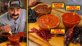 Three DELICIOUS SALSA ROJA Recipes Chile de ÁRBOL GUAJILLO amp ANCHO for Mexican Cooking [upl. by Godart]