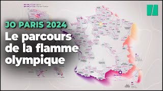 Le parcours de la flamme olympique des JO de Paris 2024 [upl. by Ativla]