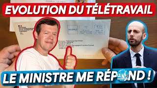 💥 Télétravail  Réponse du Ministre Stanislas Guérini sur le plafond de jours et lindemnisation 💶 [upl. by Aniluap]