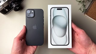 iPhone 15 Unboxing and First Impressions Black [upl. by Teplica]