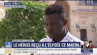 quotÇa me fait plaisirquot Mamoudou Gassama reçoit un acte de courage et de dévouement [upl. by Adnaerb]