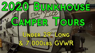 2020 Bunkhouse Travel Trailer Tours  All Under 7000lb GVWR [upl. by Caia]