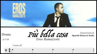 Più bella cosa  Eros Ramazzotti drumless  spartito PDF [upl. by Milon]