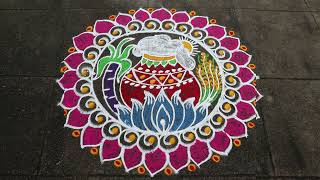 Easy Sankranthi Muggulu🌹5x3 dots Pongal 2023 Kolam🌹Sankranthi Rangoli🌹Pongal Pot Rangoli Designs [upl. by Starla719]