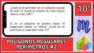 Perímetros en polígonos regulares  ejercicios básicos 2  ángulos internos y diagonales [upl. by Nipha526]