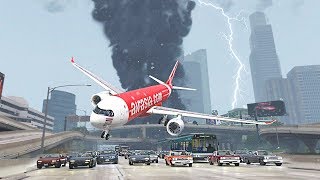 TORNADO TEARS THROUGH TOWN amp HITS PLANE  GTA 5 REAL LIFE MODS [upl. by Enamrej707]