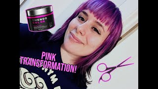 How I Transformed My Hair Cutting Bangs amp Dying it PINK [upl. by Lacim]