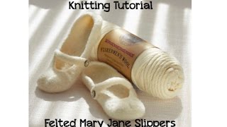 KNITTING TUTORIAL  LION BRAND FELTED SLIPPERS [upl. by Ydollem]