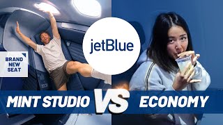 BRANDNEW JETBLUE BUSINESS CLASS Mint Studio vs Economy comparison [upl. by Ahsiyn]