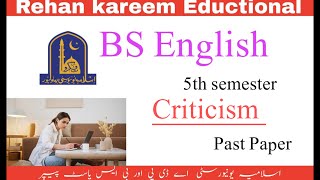 Past paper of Criticism  Bs English  IUB [upl. by Notseh]