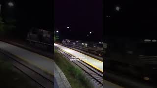 norfolksouthern train with loud horn at amtrak station [upl. by Ralfston781]