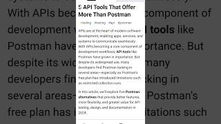 5 Best API tools that offer more than Postman  Alternate API Tools  api postman developer [upl. by Aztilem497]