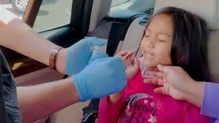 Drive Thru Nasal Swab test experience for kids  How to make covid test more comfortable for kids [upl. by Platon]