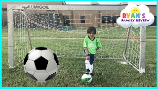 Family Fun Kids Outdoor Activities Ryan First Soccer Practice and First Game Highlights [upl. by Hales]