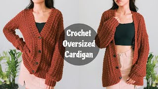 Crochet Oversized Cardigan Tutorial  Chenda DIY [upl. by Lehpar245]