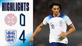 Malta 04 England  Trent AlexanderArnold Scores From Midfield 🤩  Highlights  England [upl. by Ancell]