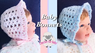 How to crochet Newborn baby bonnet 06M  boy or girl baby caps fast and easy  Crochet for Baby 199 [upl. by Ariella]