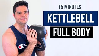 15 Min FULL BODY KETTLEBELL WORKOUT at Home  Strength Training [upl. by Schultz]