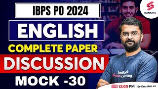 English Complete Mock Test  IBPS Pre English Mock Paper  30 IBPS  SBI PO 2024  By Kaustubh Sir [upl. by Jordain]