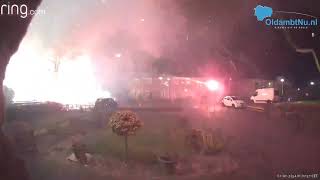 Vuurwerk explosie in Midwolda vastgelegd op camera [upl. by Rehpotsirhc]