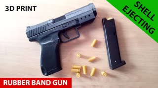 Canik TP9SF Shell Ejecting Semi Auto Rubber Band Gun 3D print [upl. by Nooj]