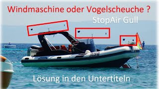 Boot mit WindMaschinen  Vogelscheuche   Energieerzeugung   Stabilisierung   StopAir Gull [upl. by Eemaj359]