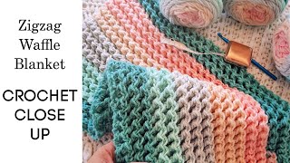 Zigzag Waffle Blanket  Crochet Design Close Up [upl. by Llenram476]