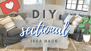 DIY COUCH MAKEOVER  IKEA HACK  DIY SECTIONAL SOFA HACK  AT HOME WITH JILL [upl. by Akyre]