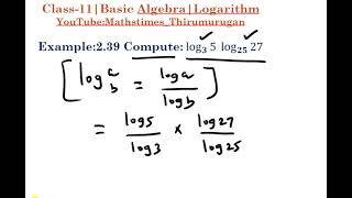 11thExample 239Basic Algebra LogarithmAlternative method [upl. by Shornick]