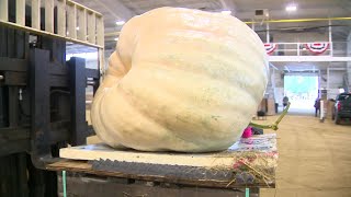 Annual Topsfield fair returns with giant pumpkin weighin [upl. by Ivan]